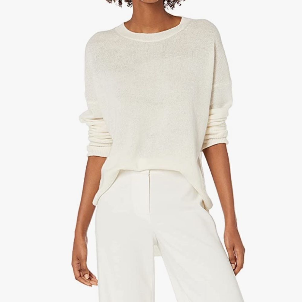Theory Sweater Neutral Pullover Knit Karenia Ivory Cashmere Sweater Size P